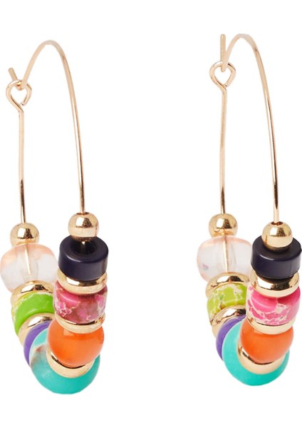 Çok Renkli Taşlı Halka Küpe