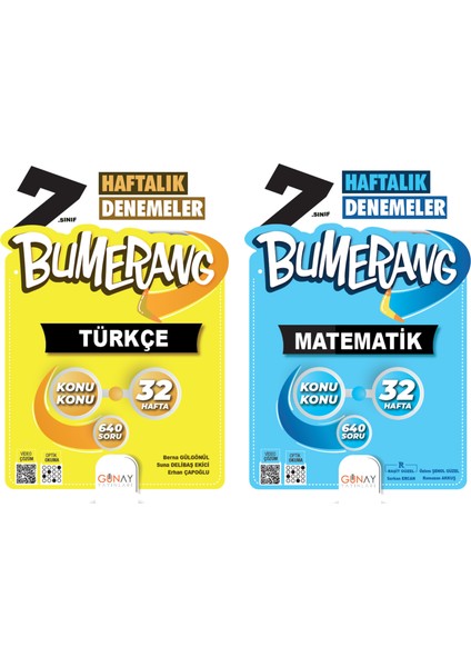 7.sınıf Bumerang 32 Haftalık Türkçe ve Matematik Denemeleri Günay Yayıncılık