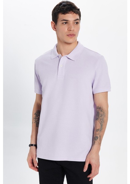 Erkek Slim Fit Dar Kesim %100 Pamuk Lila Polo Yaka Tişört modelleri