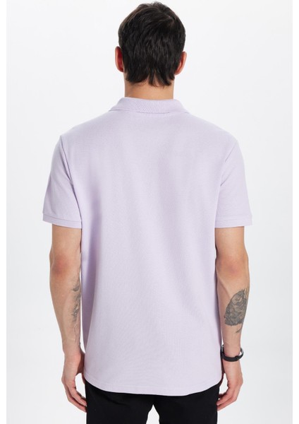 Erkek Slim Fit Dar Kesim %100 Pamuk Lila Polo Yaka Tişört indirimleri
