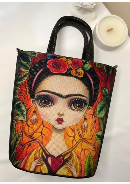 Bohem- Kova Model Frida Kahlo Temalı Uzun ve Kısa Askılı Çanta
