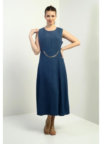 Kadın Zincir Detaylı Midi Elbise fiyatları