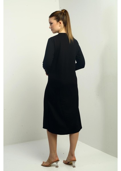 Kadın Kristal Basic Yandan Yırtmaçlı Midi Elbise fırsatları