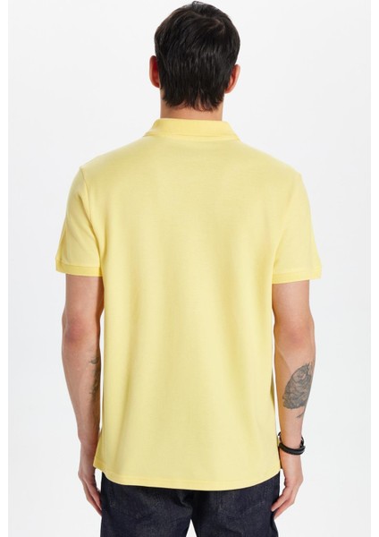Erkek Slim Fit Dar Kesim %100 Pamuk Sarı Polo Yaka Tişört indirimleri