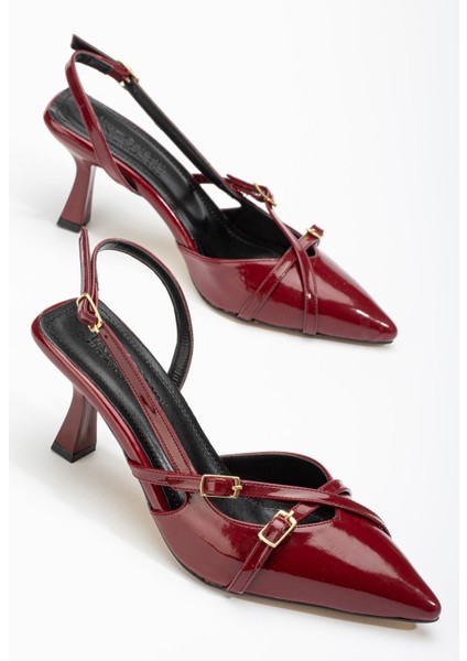 ST-005 Bordo Rugan Günlük 7 cm Topuklu Bayan Ayakkabı