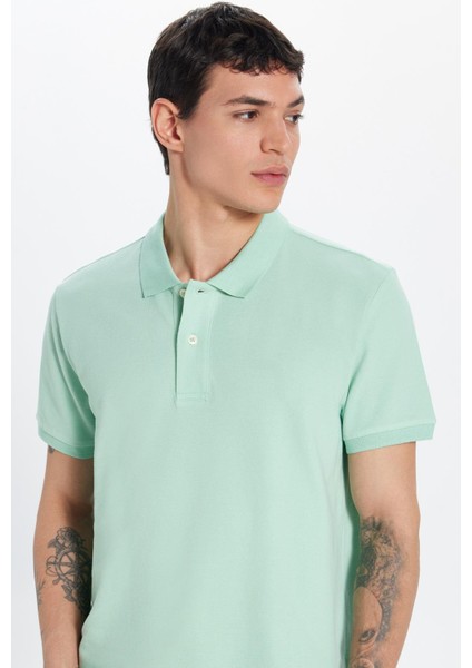 Erkek Slim Fit Dar Kesim %100 Pamuk Yeşil Polo Yaka Tişört fiyatları