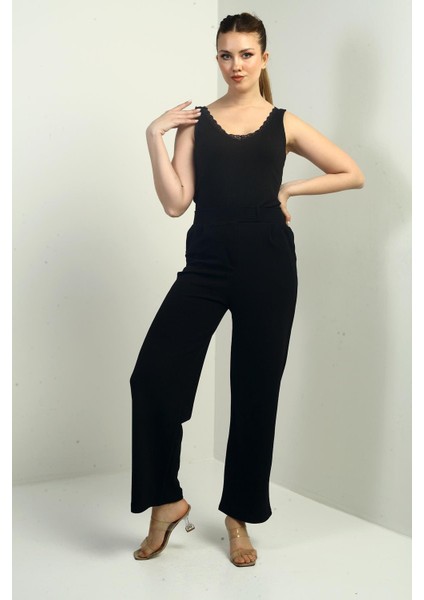 Kadın Cırt Kapama Cepli Pileli Likralı Palazzo Pantolon fiyatları