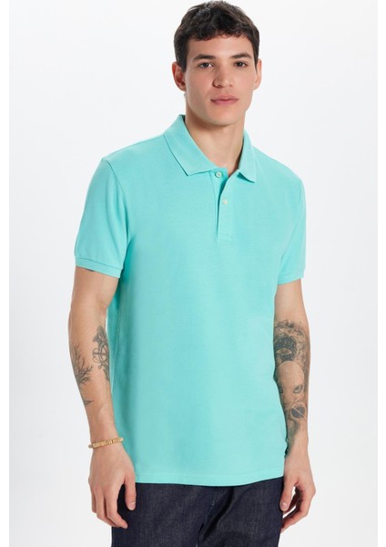 Erkek Slim Fit Dar Kesim %100 Pamuk Yeşil Polo Yaka Tişört fırsatları