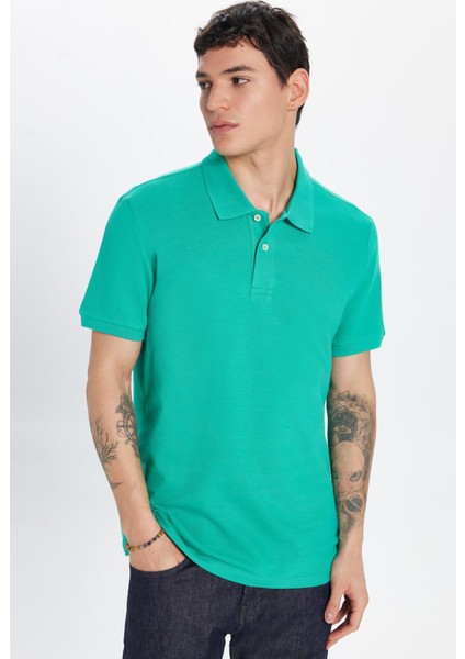 Erkek Slim Fit Dar Kesim %100 Pamuk Yeşil Polo Yaka Tişört fiyatları