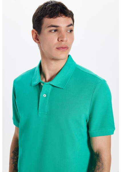 Erkek Slim Fit Dar Kesim %100 Pamuk Yeşil Polo Yaka Tişört modelleri