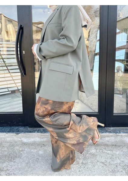 Etnik Desen Saten Pantolon Yeşil fırsatları