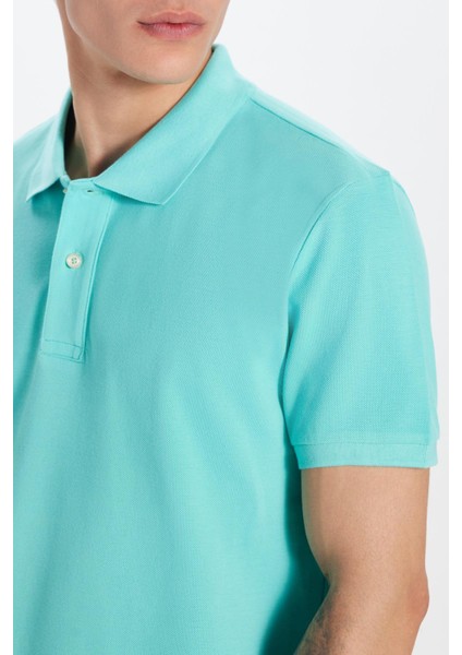 Erkek Slim Fit Dar Kesim %100 Pamuk Yeşil Polo Yaka Tişört modelleri