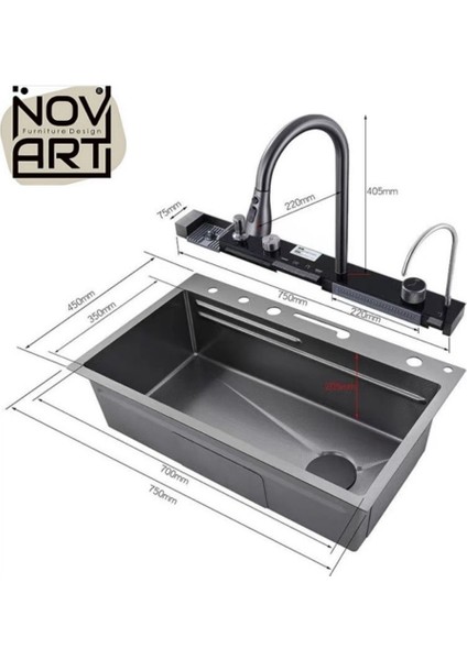 Dıgıtal LED Ekranlı Multıfunctıon Mutfak Eviyesi 75X45 cm modelleri