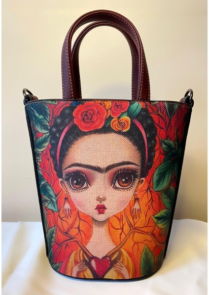Bohem-Kova Model Frida Kahlo Temalı Uzun ve Kısa Askılı Çanta