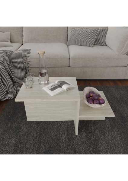 Elit Sehpa Takımı, 2 Li Set, Orta Sehpa, Yan Sehpa, Traverten Desen fiyatları