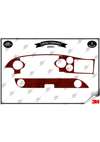 Isuzu Turkuaz 2005 Torpido Konsol Trim Göğüs Maun Kaplama Set 2 Parça Maun