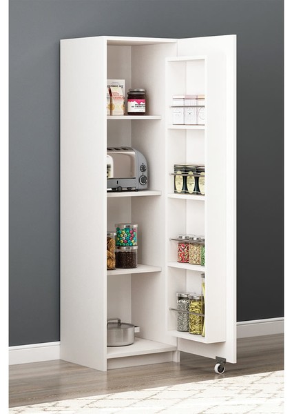 Sefa Home TEK KAPILI Tekerlekli Kiler Dolabı