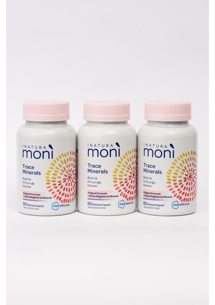 3'lü Avantaj Paket Moni Trace Minerals Biotin ve At Kuyruğu Ekstresi 60 Bitkisel Kapsül