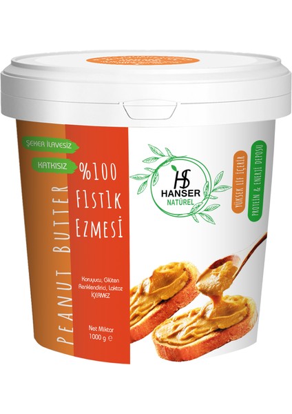 Natürel %100 Yer Fıstığı Ezmesi 1 Kg Kova Şekersiz, Katkısız, Taze çekim