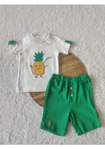 Ananas Stil Erkek Bebek 2'li Takım Yeşil