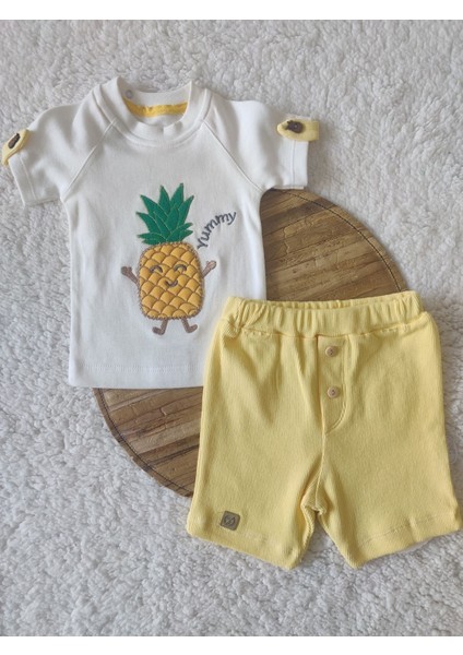 Ananas Stil Erkek Bebek 2'li Takım Sarı