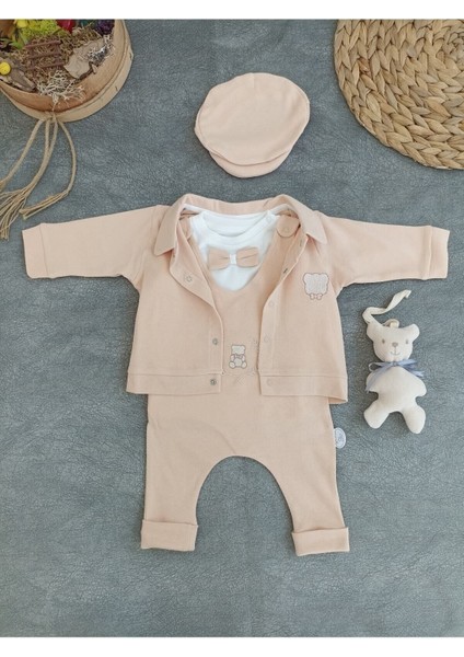 Kız Erkek Bebek Takımı - Oyuncaklı & Şapkalı 5'li Set - Altınbaşak -%100 Pamuklu