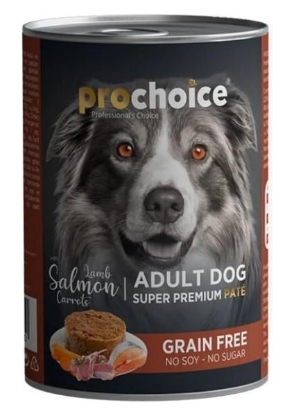 Kuzu Ve Somon Etli Havuçlu Şekersiz Ezme Yetişkin Köpek Konservesi 400gr