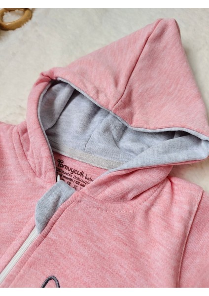 Ef Çizgi Kız Bebek Kapüşonlu Tulum Pembe