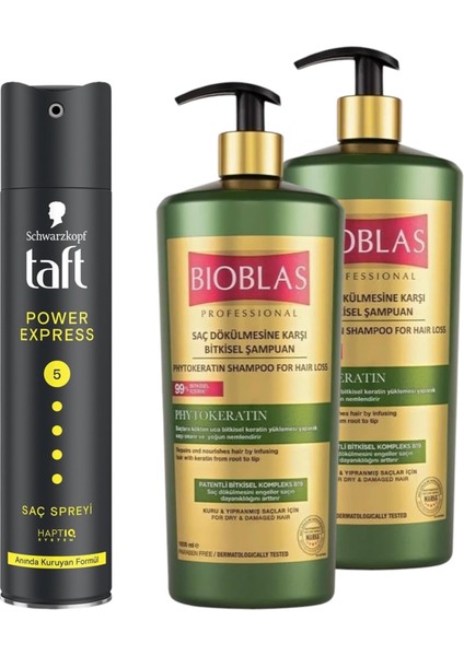 Phytokeratin Kuru Yıpranmış Saçlar Şampuan 1000 ml 2 Adet + Taft Saç Spreyi 250 ml