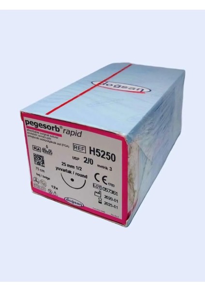 Pga Rapid Emilebilir 2-0 (3 Metrik) 75 cm Polygcolic Cerrahi Iplik Katküt 12 Adet