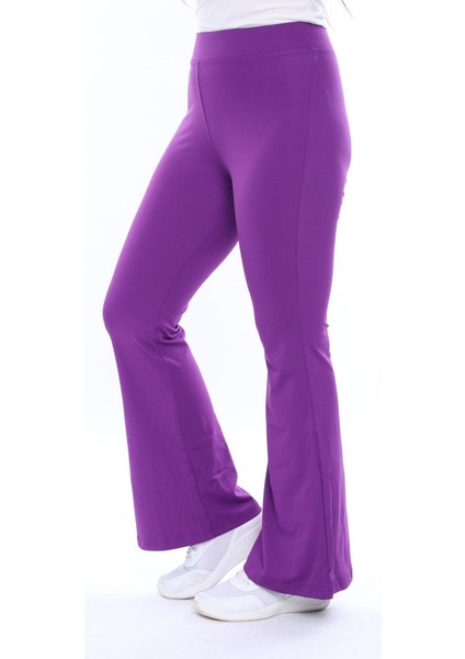 Mor Toparlayıcı Yüksek Bel Ispanyol Paça Tayt