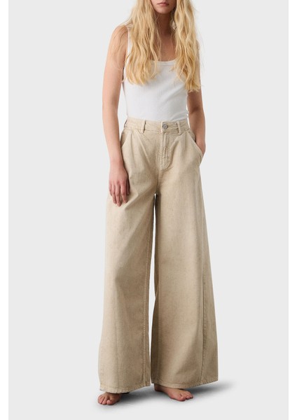 Pamuklu Wide Leg Yüksek Bel Geniş Paça Palazzo Pantolon Bayan Pantolon 053 fiyatları