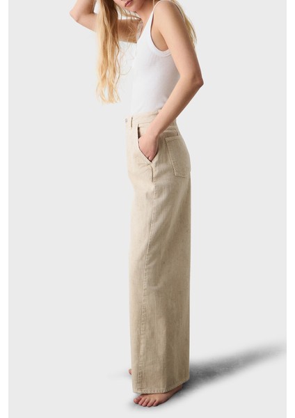 Pamuklu Wide Leg Yüksek Bel Geniş Paça Palazzo Pantolon Bayan Pantolon 053 modelleri