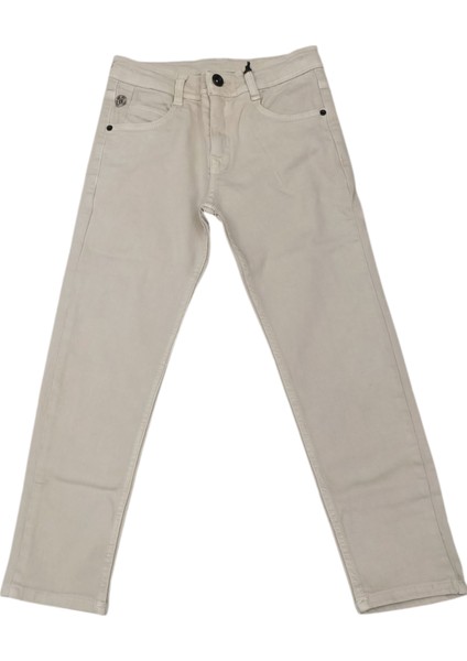 Erkek Çocuk Bej Renk Likralı Kot Pantolon