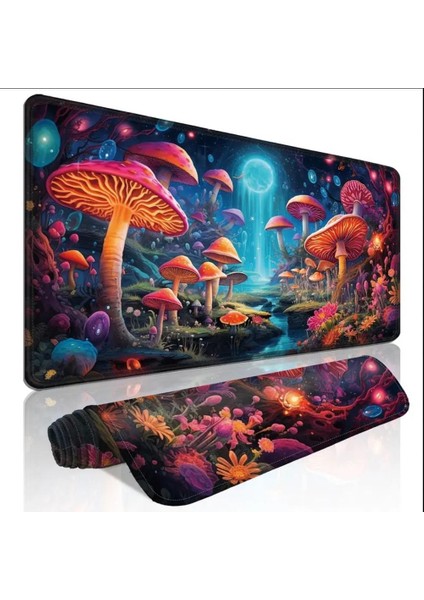 70X30 cm Mantar Desenli Tasarım Kaydırmaz Taban Speed Yüzey Oyuncu Mouse Pad Gaming
