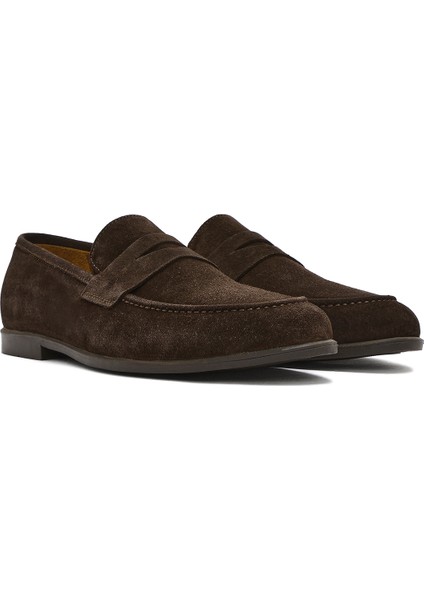 Erkek Kahverengi Süet Deri Loafer 25SFD790210