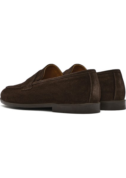 Erkek Kahverengi Süet Deri Loafer 25SFD790210