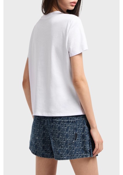 Taşlı Logo Pamuklu Regular Fit T Shirt Bayan T Shirt XW000518 AF10359 U0002 fiyatları