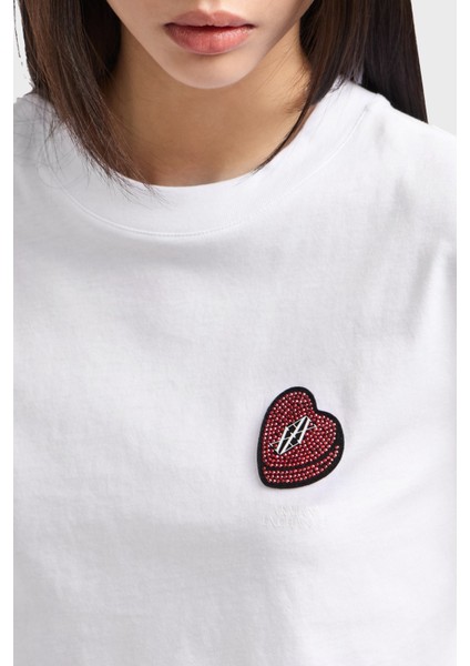 Taşlı Logo Pamuklu Regular Fit T Shirt Bayan T Shirt XW000518 AF10359 U0002 fırsatları