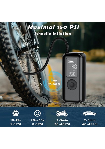 Elektrikli Hava Pompası, Bisiklet Pompası, Elektrikli, 150 Psi, 6000 Mah Pilli Hava Pompası modelleri