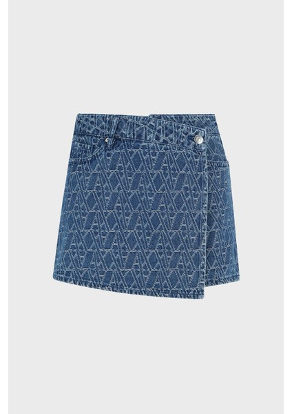 Pamuk Regular Fit Tamamı Jakarlı Etek Short Bayan Short XW000555 AF12844 FB055