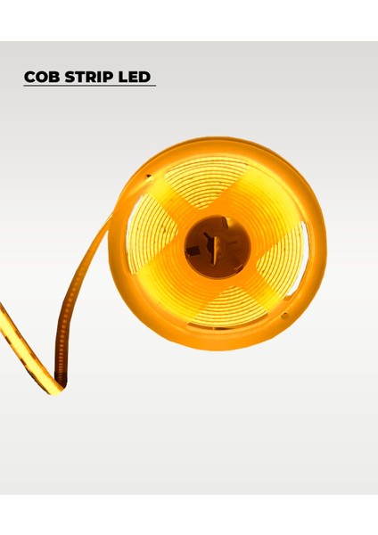12V Cob Şerit LED Amber Işık - Metrede 360 LED - 5 Metre