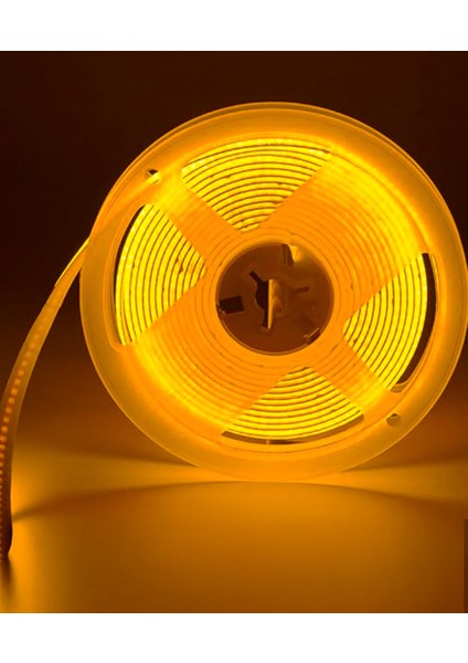 12V Cob Şerit LED Amber Işık - Metrede 360 LED - 5 Metre