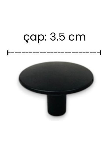 3.5 cm Çapında Siyah Renkli Tek Delikli Düğme Kulp - Dolap/kapak/çekmece/mobilya Kulp