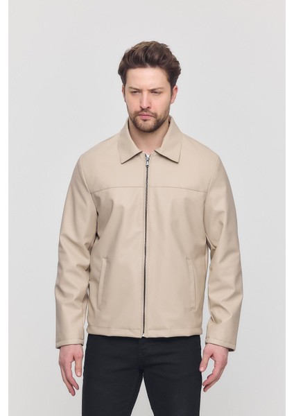 Krem Erkek Basic Suni Deri Yazlık Ceket&Mont fırsatları