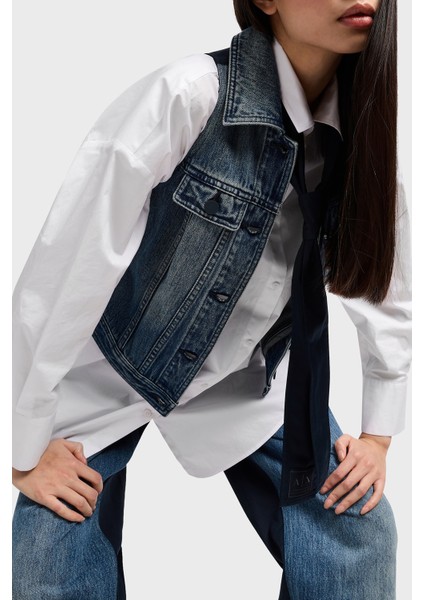 Armani Exchage Pamuk Slim Fit Kolsuz Kot Ceket Bayan Kot Ceket XW000558 AF12845 MB115 fırsatları