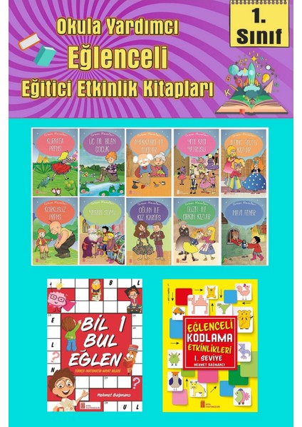 1.sınıflar Için Okumayı Sevdiren 10 Lu Hikaye Seti -Bil Bul Eğlen-Kodlama (Okulda Evde Tatilde)