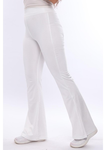 Beyaz Toparlayıcı Yüksek Bel Ispanyol Paça Tayt modelleri