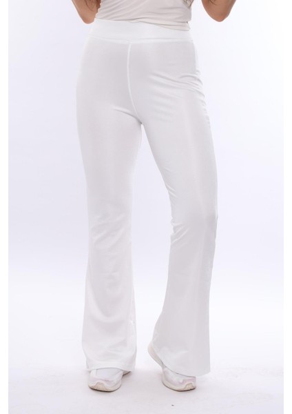 Beyaz Toparlayıcı Yüksek Bel Ispanyol Paça Tayt fırsatları