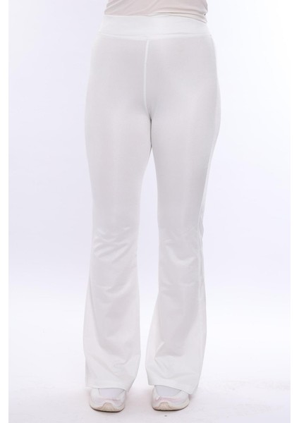 Beyaz Toparlayıcı Yüksek Bel Ispanyol Paça Tayt indirimleri